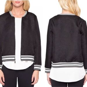 Bomber jacket with rose pattern